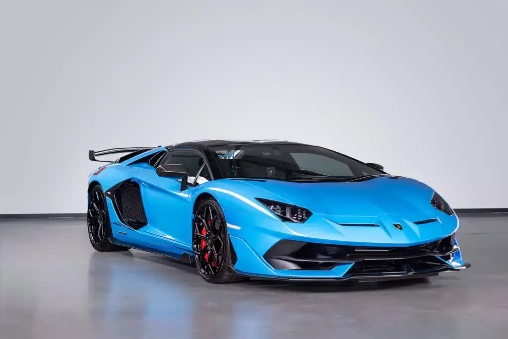 lamborghini aventador svj roadster blue hire