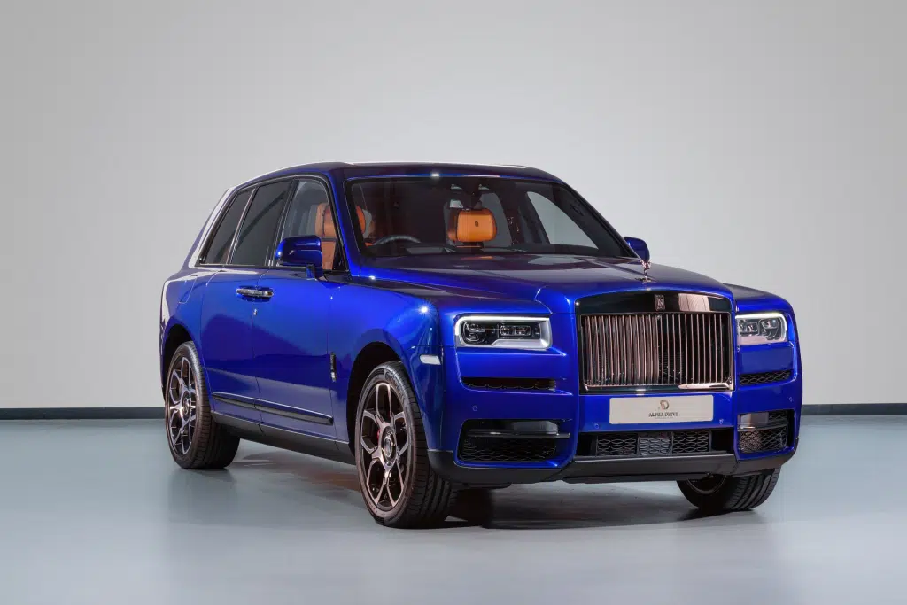 Rolls Royce Cullinan Blue front angled view