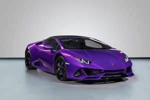 Lamborghini Huracan evo frontside view - purple
