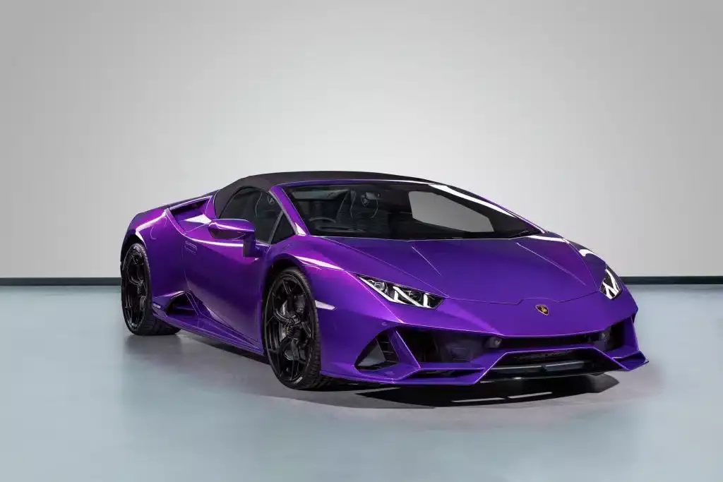 Lamborghini Huracan evo frontside view - purple