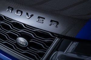 Range Rover Sport SVR -Estoril Blue hood close up